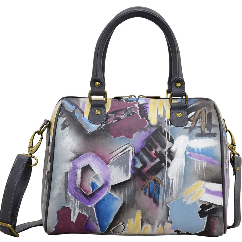 Anuschka Hand Painted Leather Zip Around Classic Satchel in Urban Jungle front