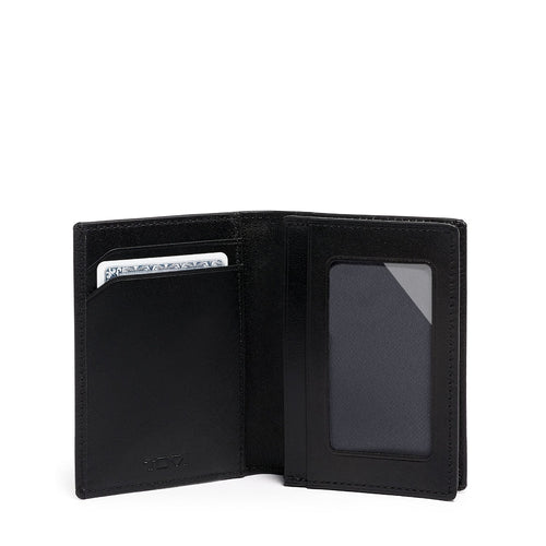 inside of black texture TUMI Nassau Gusseted Card Case