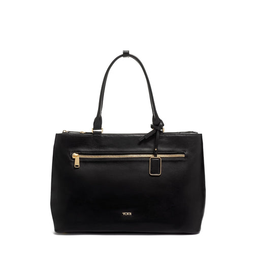 front of black/gold TUMI Voyageur Sidney Business Tote
