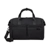 Black Samsonite travel bag with shoulder strap on a white background