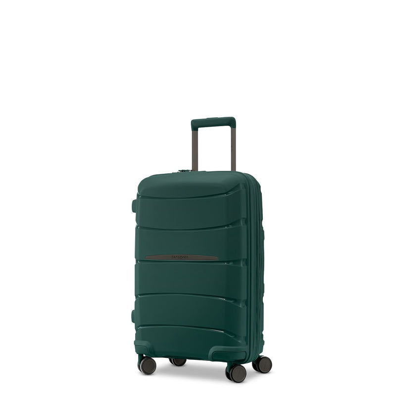 front of emerald green Samsonite Outline Pro Spinner Carry-On