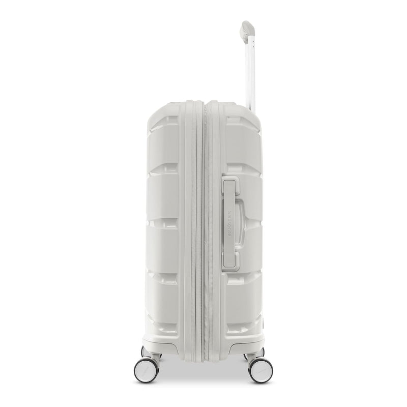 side of stone grey Samsonite Outline Pro Carry-On Spinner