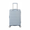 Light blue Samsonite suitcase with a textured surface on a white background