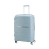 Light blue suitcase with Samsonite logo on a white background