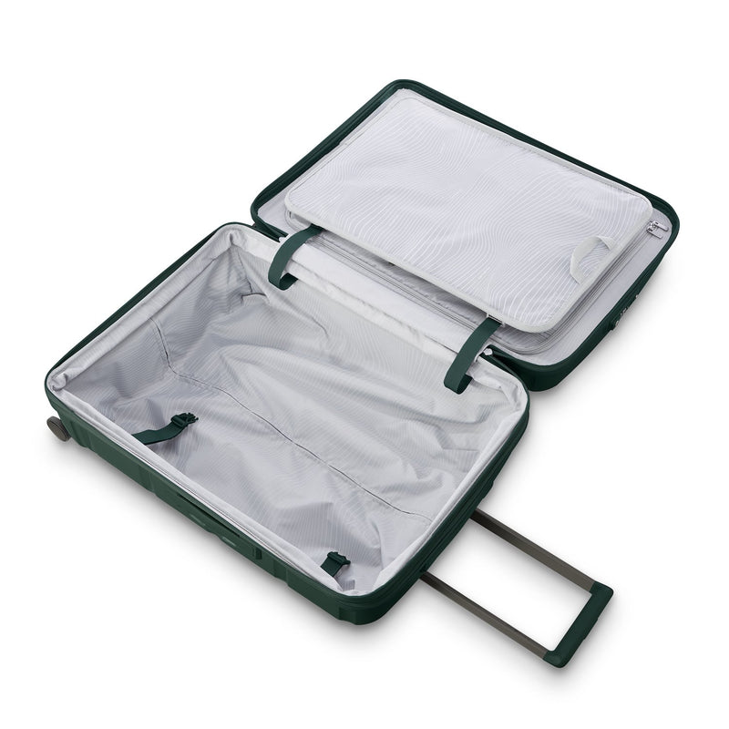 inside of emerald green Samsonite Outline Pro Spinner Large Expandable