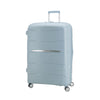 Light blue suitcase with 'Samsonite' branding on a white background