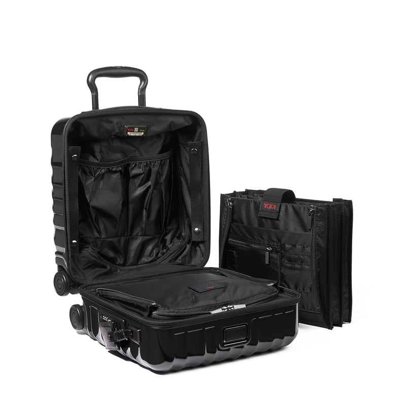 inside of black TUMI 19 Degree Small Compact 4 Wheeled Brief