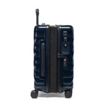 Dark blue TUMI suitcase with wheels and handle on a white background