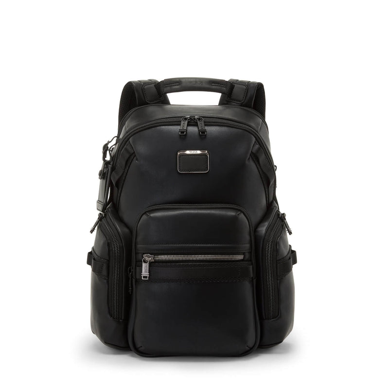 front of black TUMI Bravo Navigation Backpack Leather