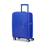 front of cobalt blue American Tourister Curio Spinner Carry-On Expandable