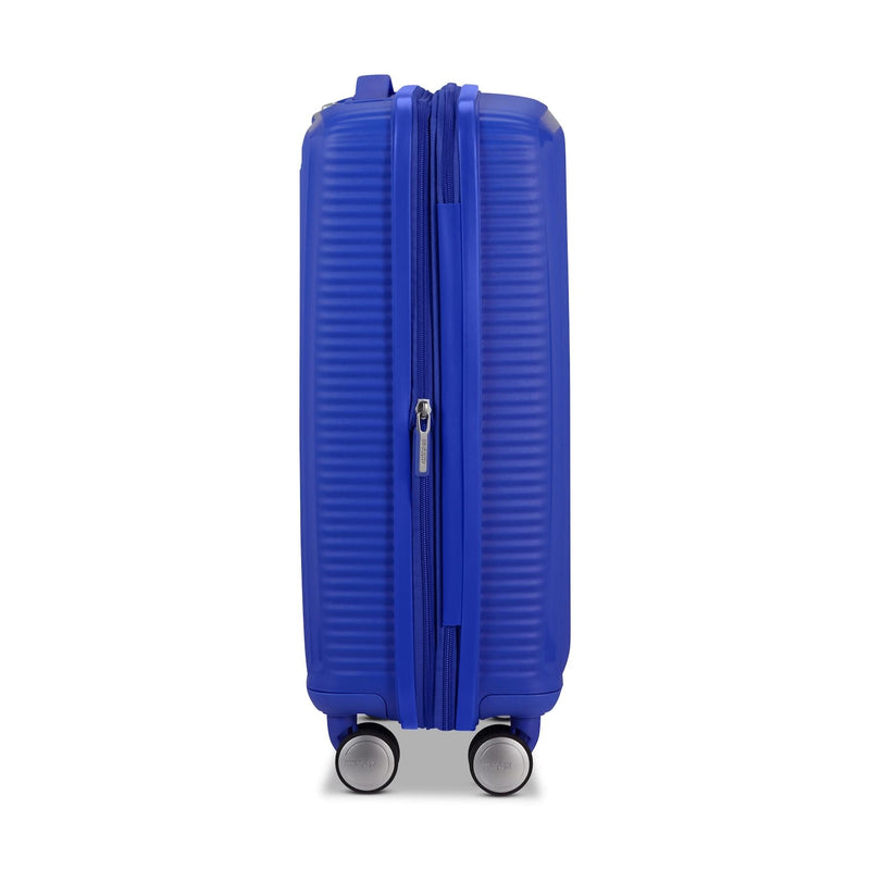 side of cobalt blue American Tourister Curio Spinner Carry-On Expandable