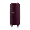 Maroon American Tourister suitcase with wheels on a white background