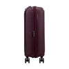 Maroon American Tourister suitcase with wheels on a white background
