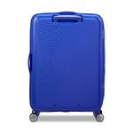 back of cobalt blue American Tourister Curio Spinner Medium Expandable