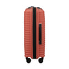 Clay Samsonite suitcase with black handle on a white background