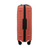 Clay Samsonite suitcase with black wheels on a white background