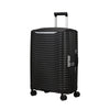 front of black Samsonite Upscape Spinner Medium Expandable