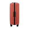 Orange Samsonite suitcase on a white background