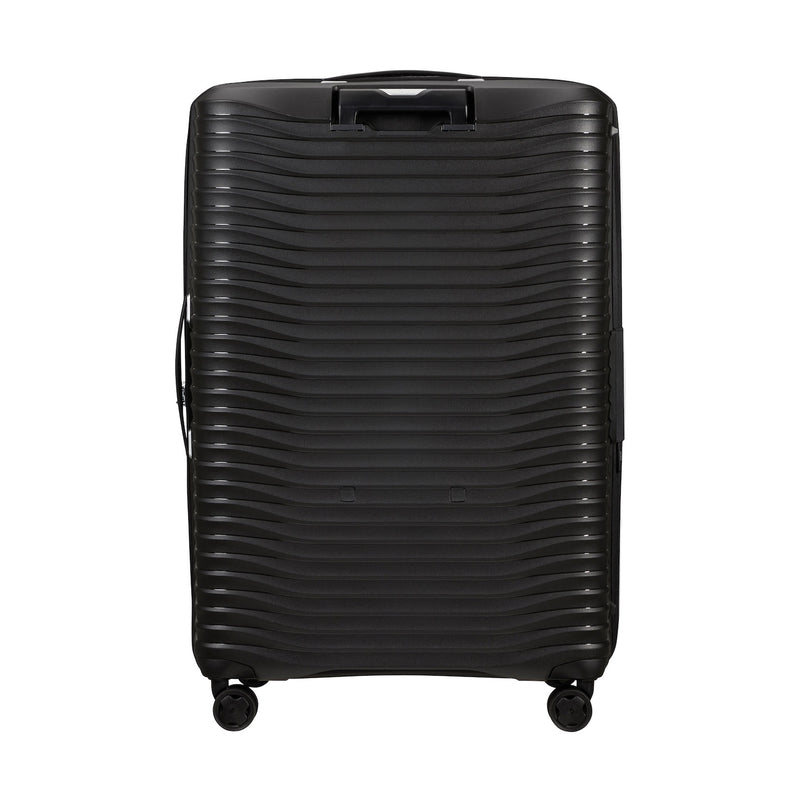 back of black Samsonite Upscape Spinner Large Expandable