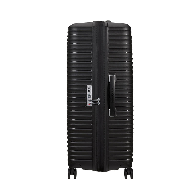 side of black Samsonite Upscape Spinner Large Expandable