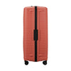 Clay Samsonite suitcase with black zipper on a white background