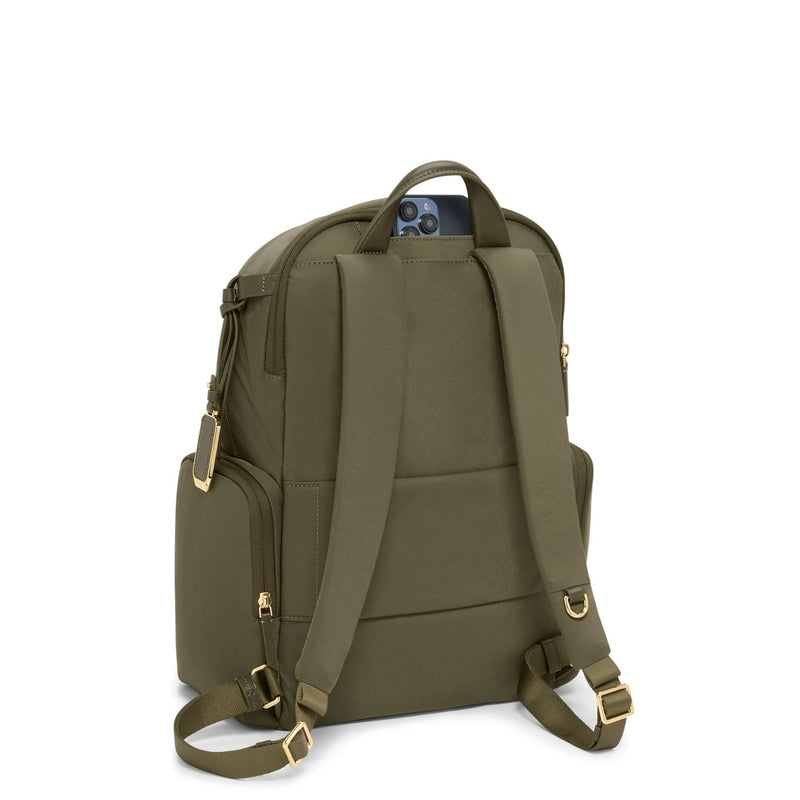 back of olive TUMI Voyageur Celina Backpack