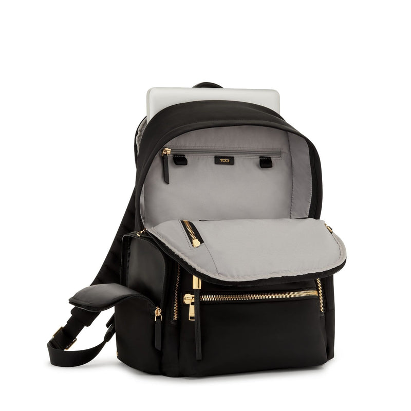 inside of black/gold TUMI Voyageur Celina Backpack