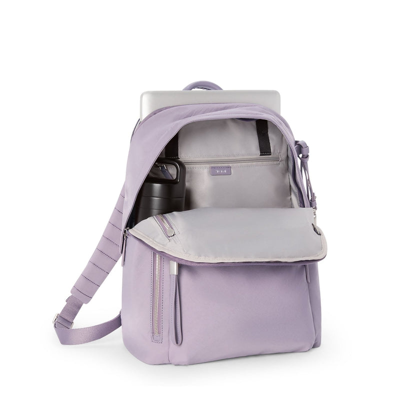 inside of lavender TUMI Voyageur Halsey Backpack