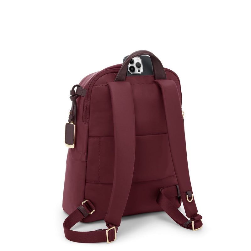 Wine TUMI backpack on a white background