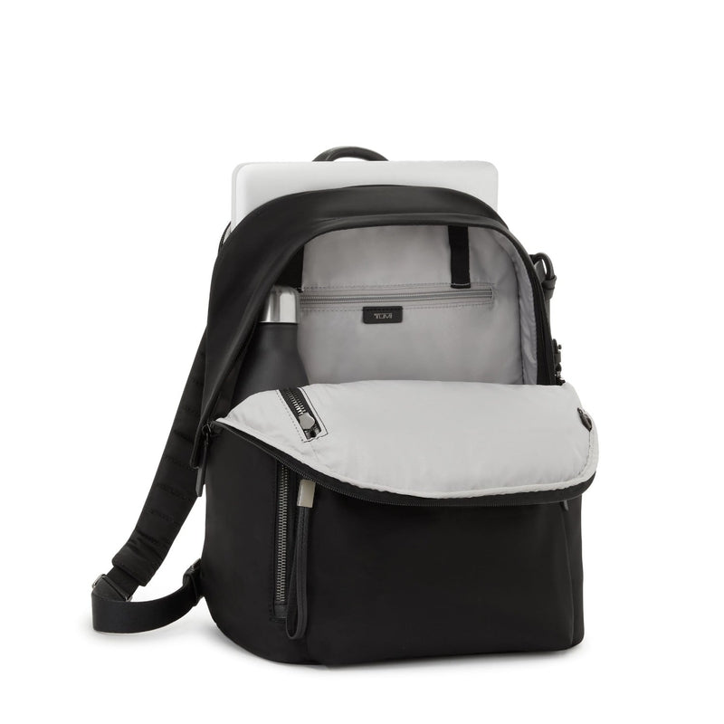 inside of black/gunmetal TUMI Voyageur Halsey Backpack