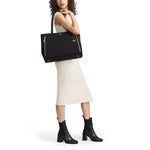 model with black/gold TUMI Voyageur Valetta Large Tote