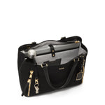 inside of black/gold TUMI Voyageur Valetta Medium Tote