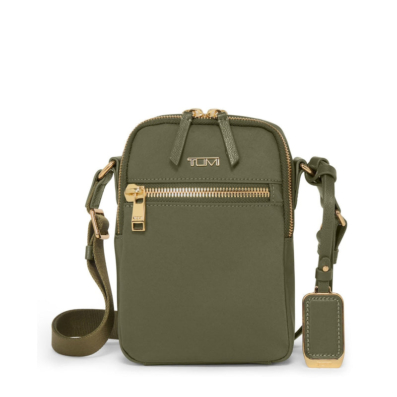 front of olive TUMI Voyageur Persia Crossbody