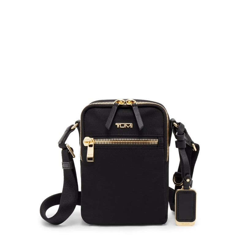 front of black/gold TUMI Voyageur Persia Crossbody