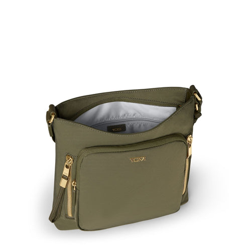 inside of olive TUMI Voyageur Tyler Crossbody