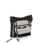 front pocket of black/gold TUMI Voyageur Tyler Crossbody