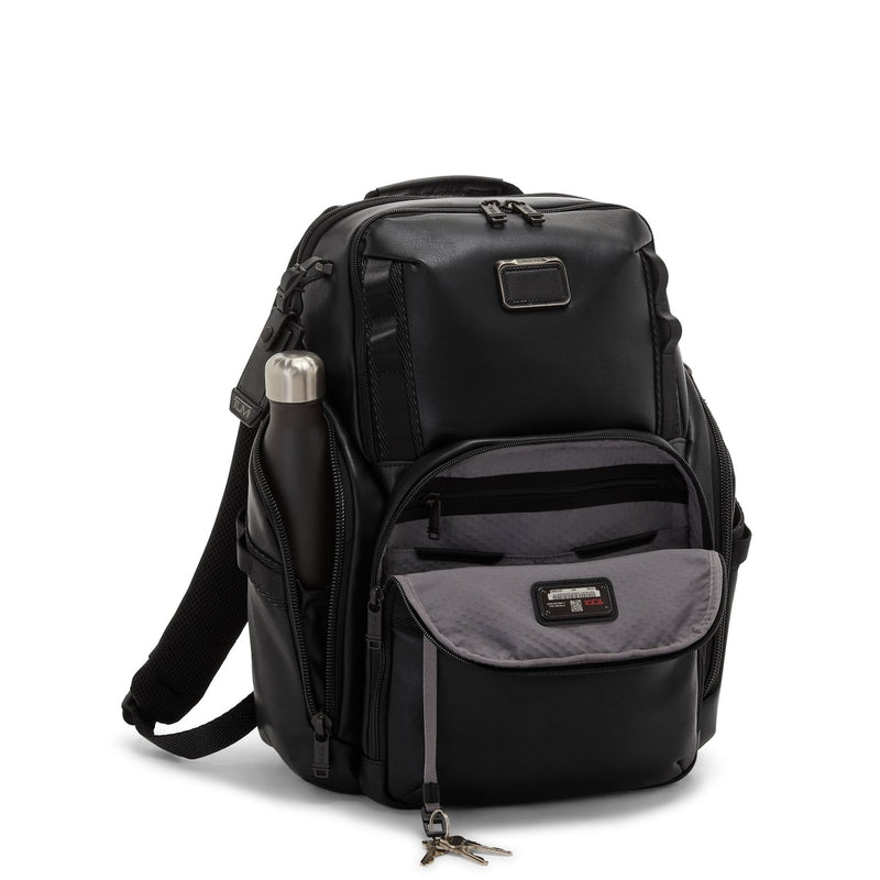 front pocket of black TUMI Bravo Search Backpack Leather