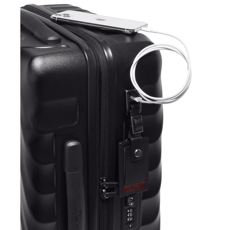 USB port of black texture 19 Degree International Expandable Carry-On