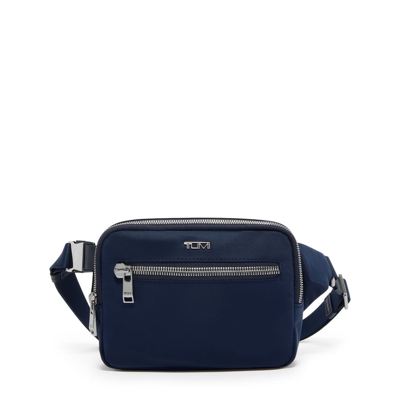 front of indigo TUMI Voyageur Sedona Crossbody/Sling