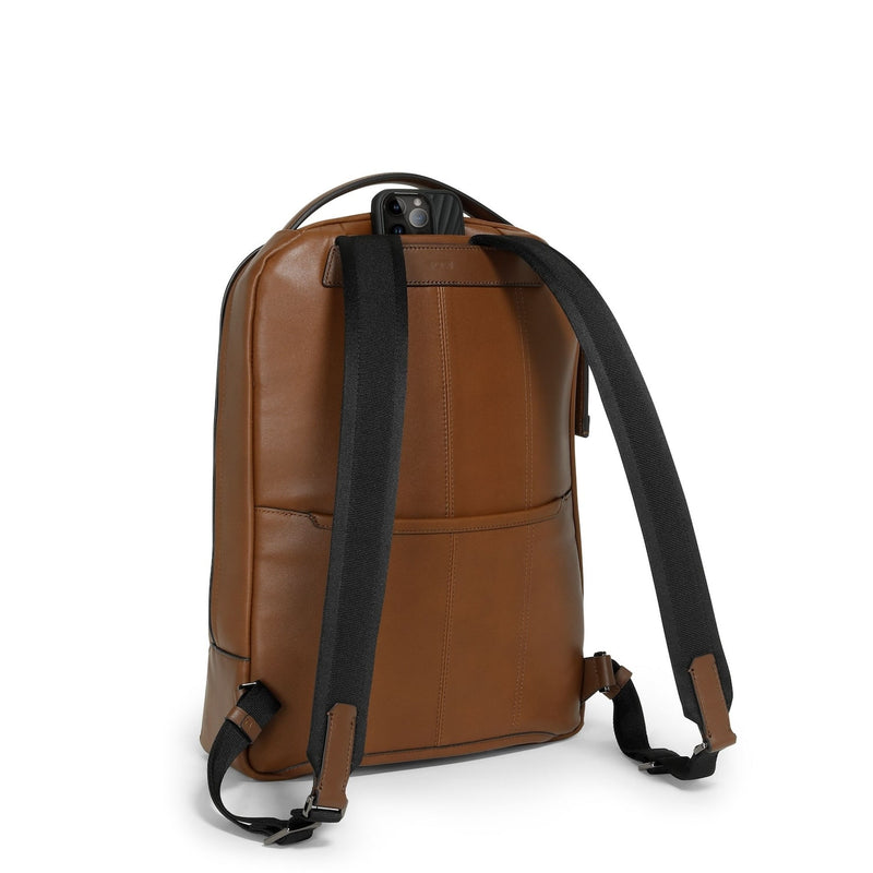 back of cognac TUMI Harrison Bradner Backpack Leather