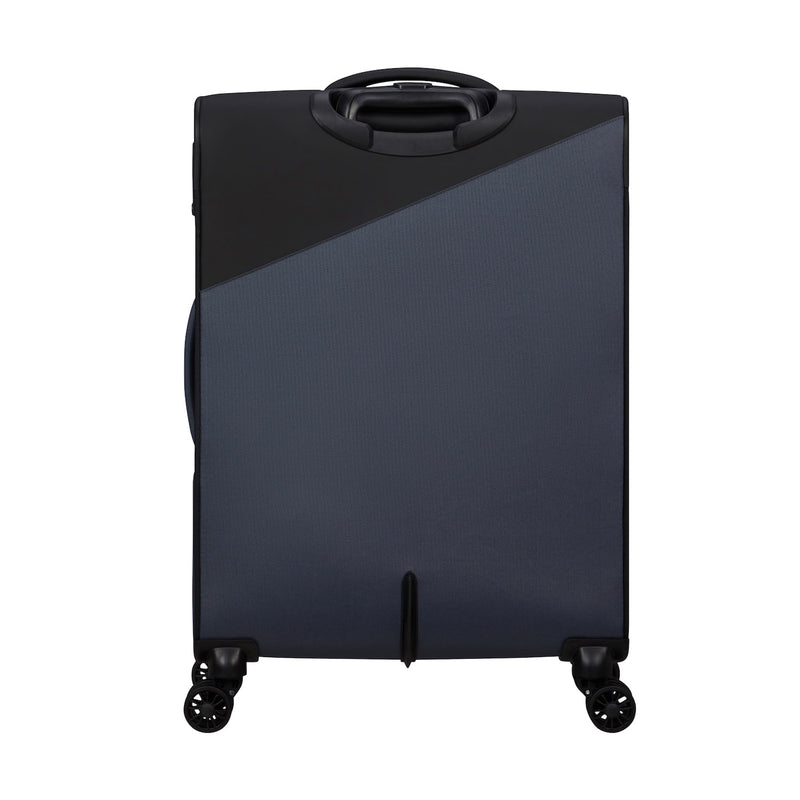 back of black/grey American Tourister Daring Dash Spinner Medium Expandable
