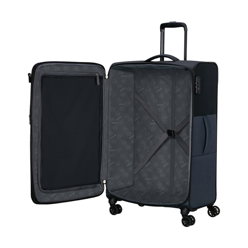 inside of black/grey American Tourister Daring Dash spinner large expandable