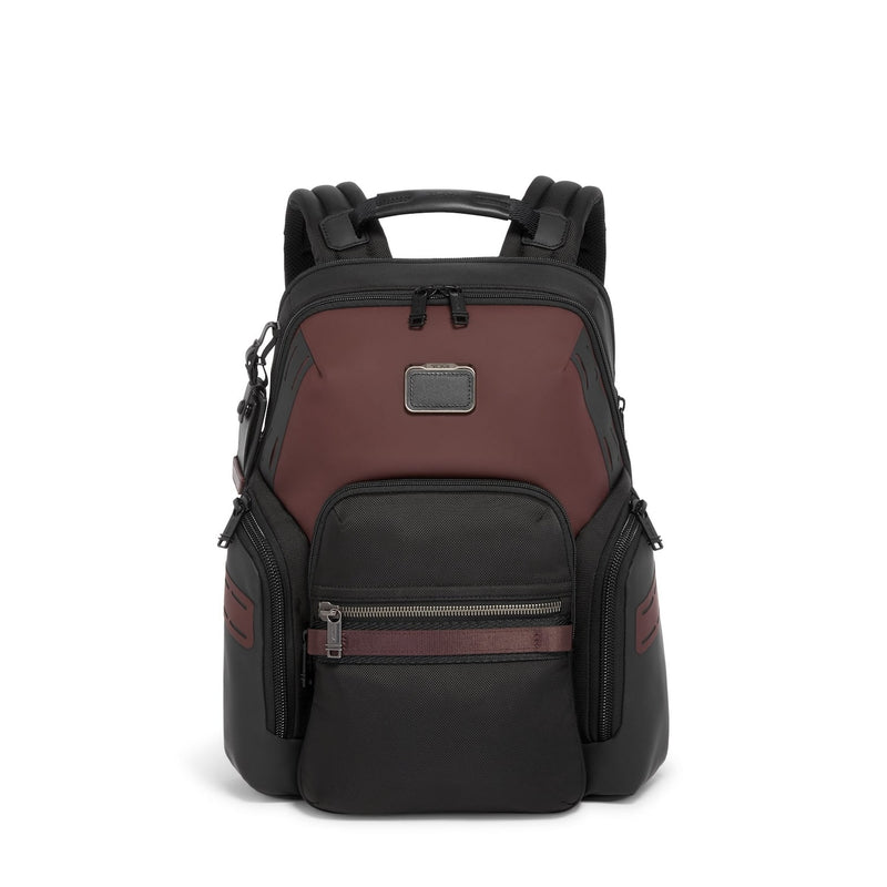 front of oxblood TUMI Bravo Navigation Backpack