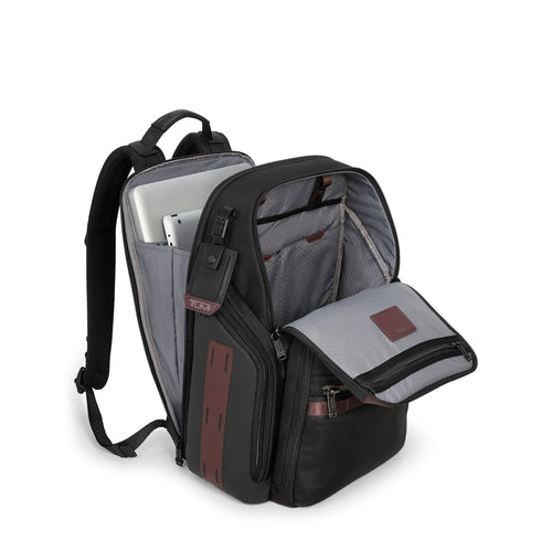 inside of oxblood TUMI Bravo Search Backpack