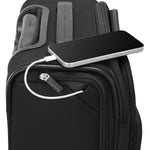 USB pass through of black Samsonite Silhouette 18 Spinner Carry-On