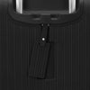 Close-up of a black Samsonite suitcase with a handle and strap detail.