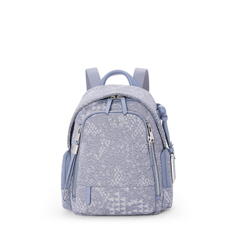 front of denim blue TUMI Voyageur Celina Small Backpack