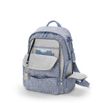 front pocket of denim blue TUMI Voyageur Celina Backpack