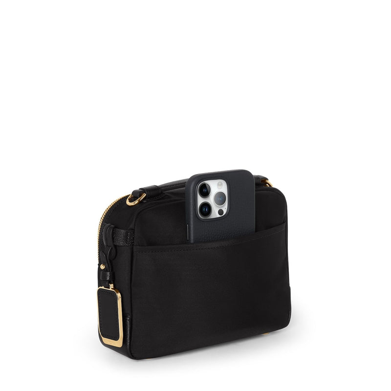 back of black/gold TUMI Voyageur Teghan Crossbody