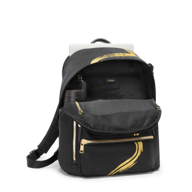 inside of gold brush stroke TUMI Voyageur Halsey Backpack